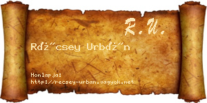 Récsey Urbán névjegykártya